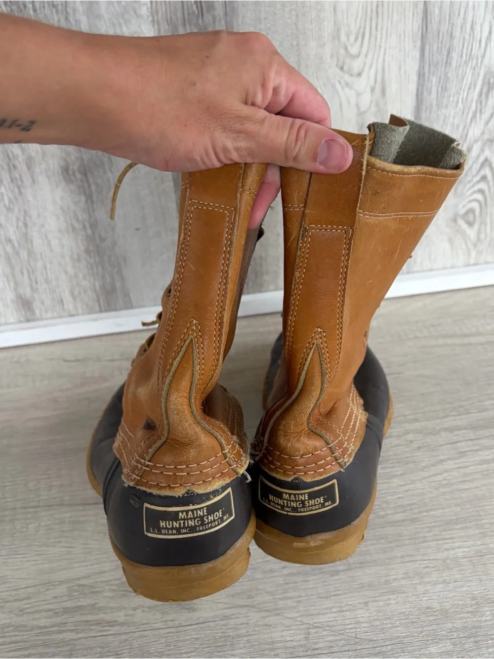 Vintage LL Bean Boot Maine Hunting Shoe Duck Bean  Brown Made In USA Mens